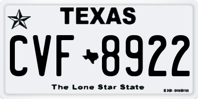 TX license plate CVF8922