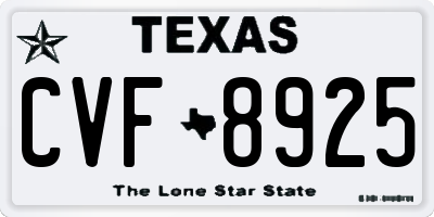 TX license plate CVF8925