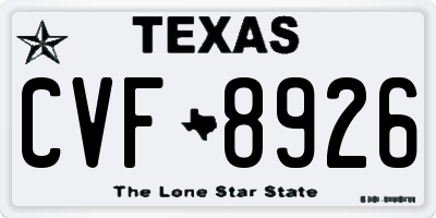 TX license plate CVF8926