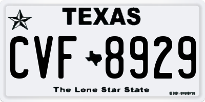 TX license plate CVF8929