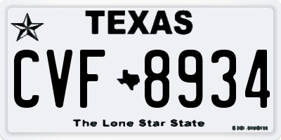 TX license plate CVF8934
