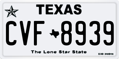 TX license plate CVF8939