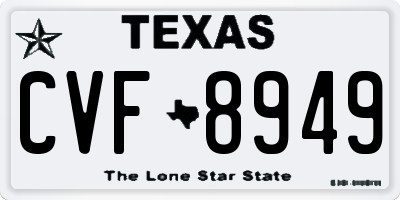 TX license plate CVF8949