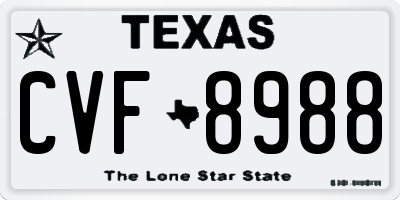 TX license plate CVF8988