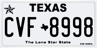 TX license plate CVF8998