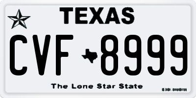 TX license plate CVF8999