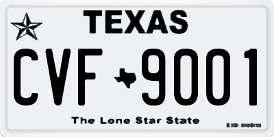 TX license plate CVF9001