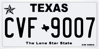 TX license plate CVF9007