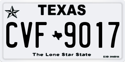 TX license plate CVF9017