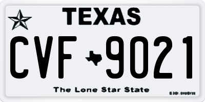TX license plate CVF9021