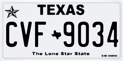 TX license plate CVF9034