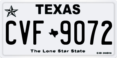 TX license plate CVF9072