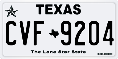TX license plate CVF9204