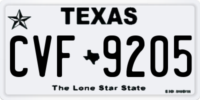 TX license plate CVF9205