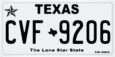 TX license plate CVF9206