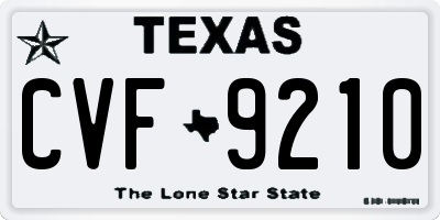 TX license plate CVF9210
