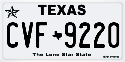 TX license plate CVF9220