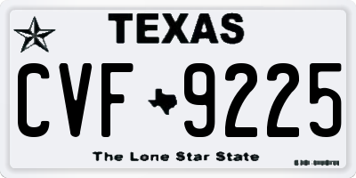 TX license plate CVF9225