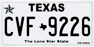 TX license plate CVF9226
