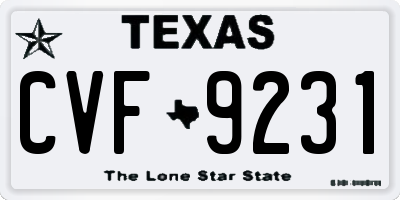 TX license plate CVF9231