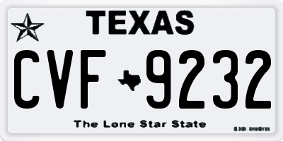 TX license plate CVF9232