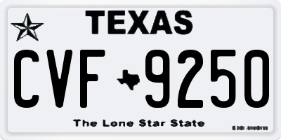 TX license plate CVF9250