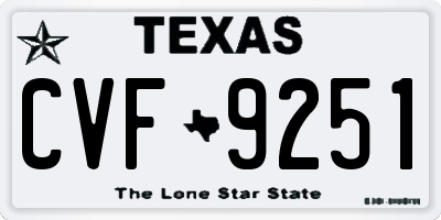 TX license plate CVF9251