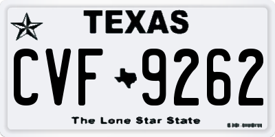 TX license plate CVF9262