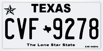 TX license plate CVF9278