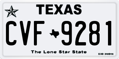 TX license plate CVF9281