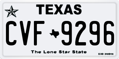 TX license plate CVF9296