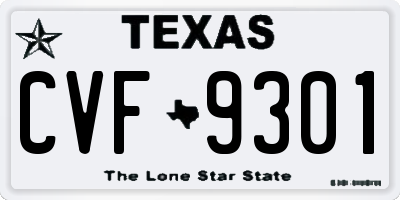 TX license plate CVF9301
