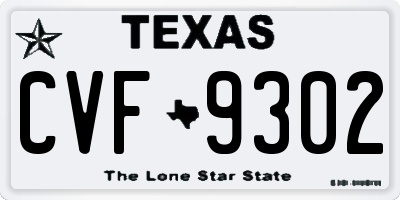 TX license plate CVF9302