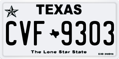 TX license plate CVF9303