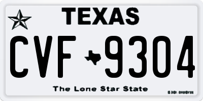 TX license plate CVF9304