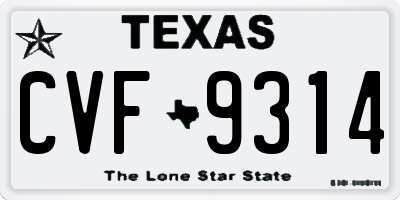 TX license plate CVF9314