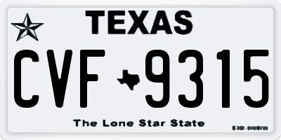 TX license plate CVF9315