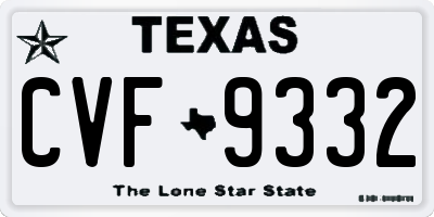 TX license plate CVF9332