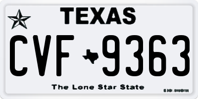 TX license plate CVF9363