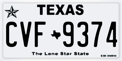 TX license plate CVF9374