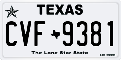 TX license plate CVF9381
