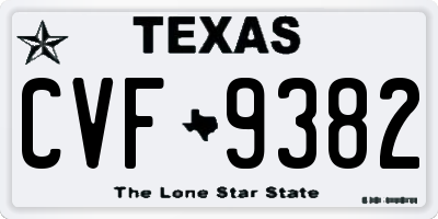 TX license plate CVF9382