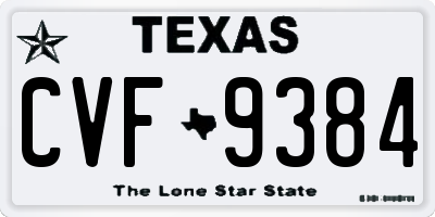 TX license plate CVF9384