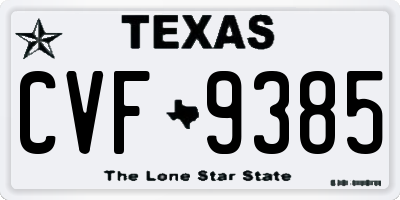 TX license plate CVF9385
