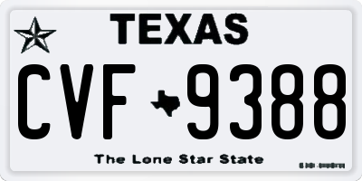 TX license plate CVF9388