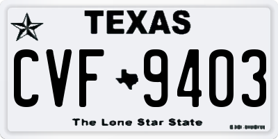 TX license plate CVF9403