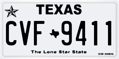 TX license plate CVF9411