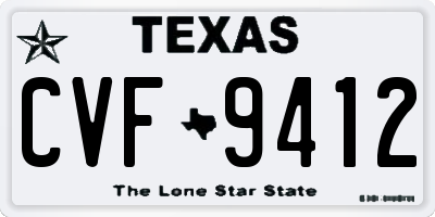TX license plate CVF9412