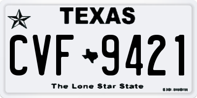 TX license plate CVF9421