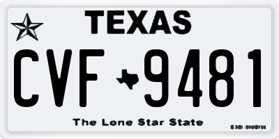 TX license plate CVF9481